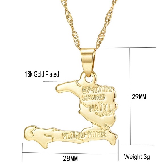 🇭🇹 Haiti Gold Plated Pendent Necklace 🇭🇹 - Picture 6 of 6
